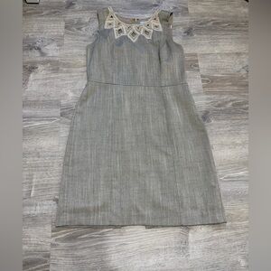 ANTONIO MELANI Light Gray Sleeveless Midi Dress with Embroidered Yoke